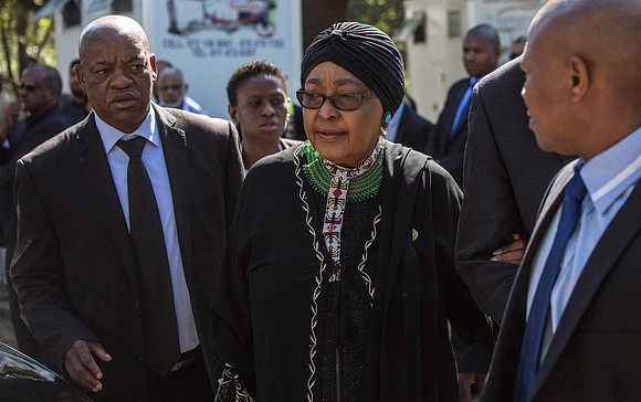 Winnie Mandela arrives at Ahmed Kathrada's funeral. Johannesburg, 29.03.17.
