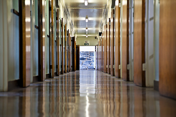 Corridor to Nelson Mandela's prison cell, Robben Island Prison.