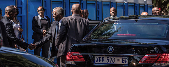 Thabo Mbeki arrives at Ahmed Kathrada's funeral, Johannesburg, 29.03.17